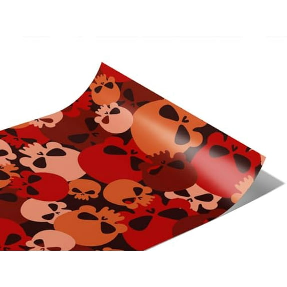 Rwraps Skull and Bones Red Calvaria Gloss Vinyl Film Wrap 59in x 24ft Vinyl Vehicle Car Film Sheet