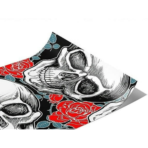Rwraps Skull and Bones Rose Court Matte Vinyl Film Wrap 59in x 4ft Vinyl Vehicle Car Film Sheet Roll