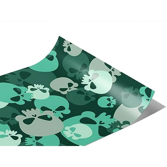 Rwraps Skull and Bones Teal Calvaria Matte Vinyl Film Wrap 59in x 14ft Vinyl Vehicle Car Film Sheet