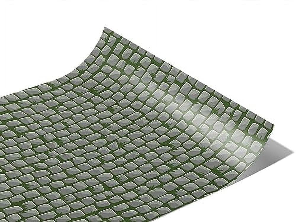 Rwraps Stacked Brick Mossy Grey Gloss Vinyl Film Wrap 59in x 11ft Vinyl ...