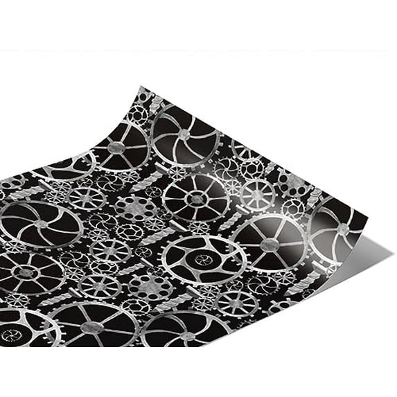Rwraps Steampunk Black Tools Gloss Vinyl Film Wrap 59in x 1ft Vinyl Vehicle Car Film Sheet Roll