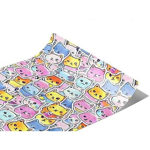 Rwraps Sticker Bomb Cuddly Kittens Gloss Vinyl Film Wrap 59in x 11ft Vinyl Vehicle Car Film Sheet