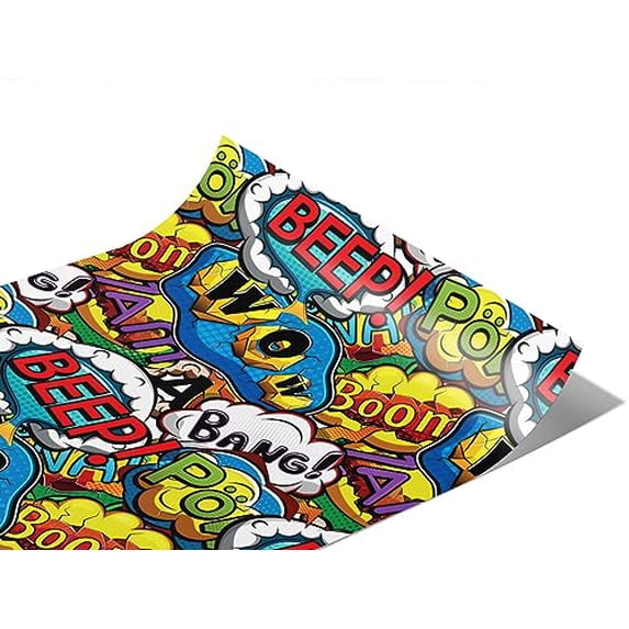 Rwraps Sticker Bomb Sci-Fi Comic Gloss Vinyl Film Wrap 59in x 1ft Vinyl Vehicle Car Film Sheet Roll
