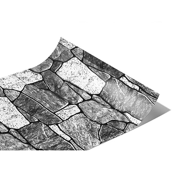 Rwraps Stone Tile Rough Monochrome Matte Vinyl Film Wrap 59in x 28ft Vinyl Vehicle Car Film Sheet