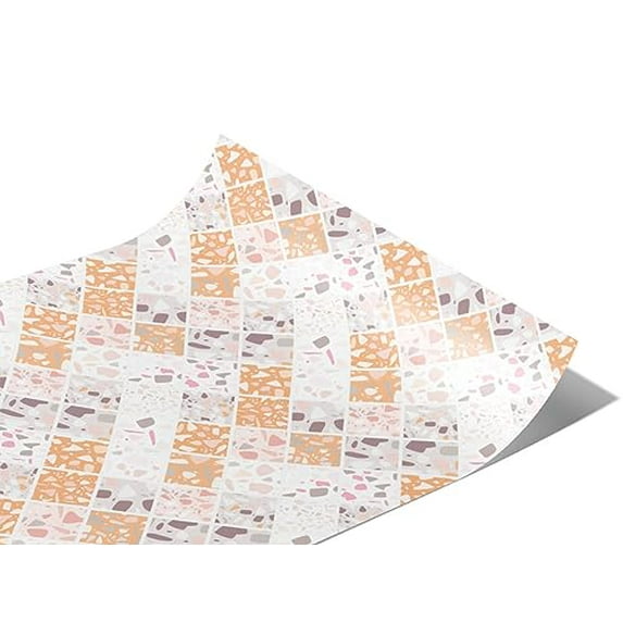 Rwraps Terrazzo Tile Peach Gloss Vinyl Film Wrap 59in x 13ft Vinyl Vehicle Car Film Sheet Roll