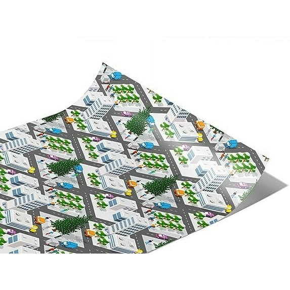 Rwraps Urban Cityscape Snowy Streets Gloss Vinyl Film Wrap 59in x 8ft Vinyl Vehicle Car Film Sheet