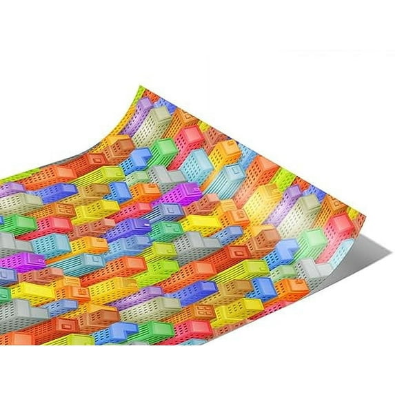 Rwraps Urban Cityscape Tetris Towers Gloss Vinyl Film Wrap 59in x 5ft Vinyl Vehicle Car Film Sheet