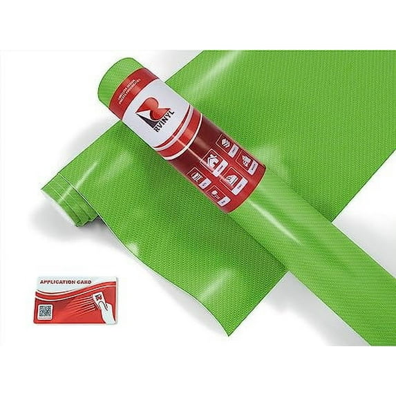 Rwraps Vinyl Car Wrap Film Roll Diamond 4D Carbon Fiber Green Air Bubble Free - 5ft x 5ft