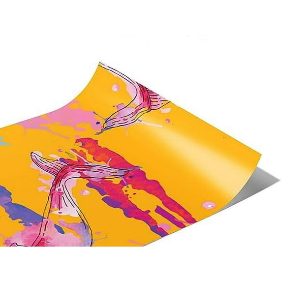 Rwraps Whale Watercolor Blues Matte Vinyl Film Wrap 59in x 10ft Vinyl Vehicle Car Film Sheet Roll