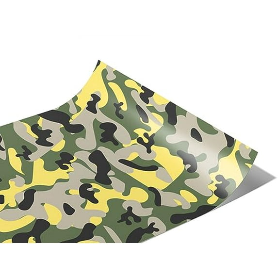 Rwraps Yellow Camouflage Forest Costume Gloss Vinyl Film Wrap 59in x 18ft Vinyl Vehicle Car Film