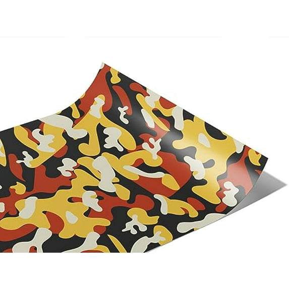 Rwraps Yellow Camouflage Sunset Multicam Gloss Vinyl Film Wrap 59in x 5ft Vinyl Vehicle Car Film