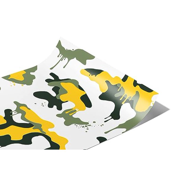 Rwraps Yellow Camouflage Urban Disguise Gloss Vinyl Film Wrap 59in x 3ft Vinyl Vehicle Car Film