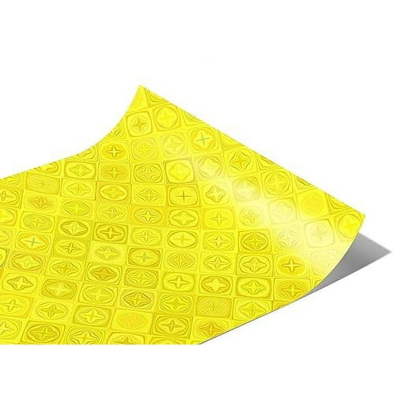 Rwraps Yellow Mosaic Sour Lemon Gloss Vinyl Film Wrap 59in x 24ft Vinyl Vehicle Car Film Sheet Roll