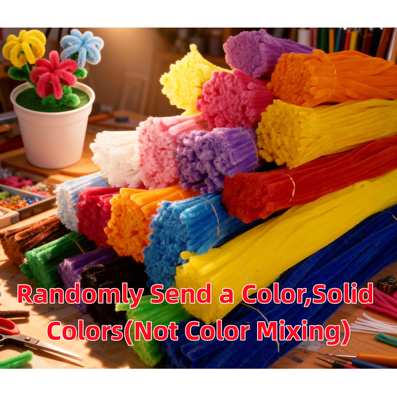 100Pcs Pipe Cleaners 11.81 inches DIY Stems for Floral Bouquets,Art & Crafts,Randomly Send a Color,Solid Colors(Not Color Mixing)