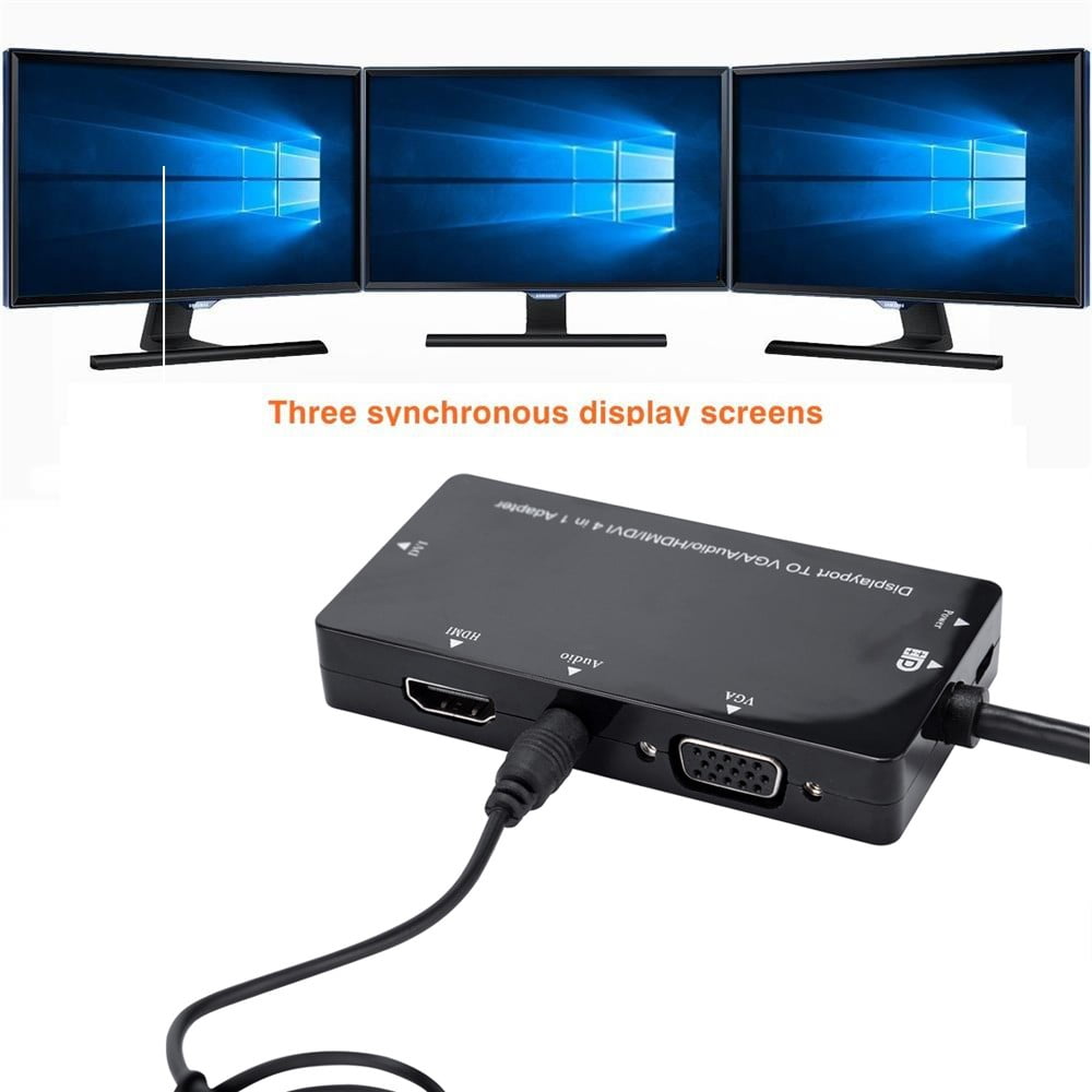 Rwvbm 4-in-1 DisplayPort to HDMI DVI VGA Adapter with Audio-Plated ...