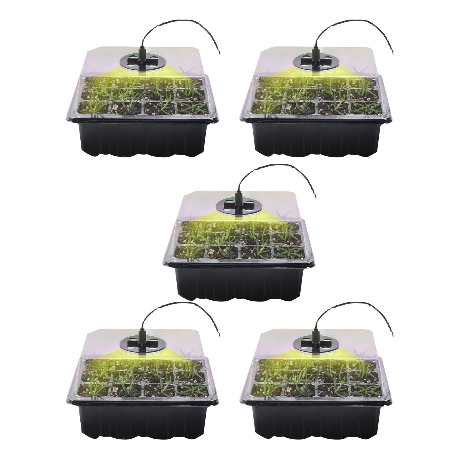 Rwvbm 5-Piece Plant Raising Pot Kit with LED Light,Tray Humidity Dome ...