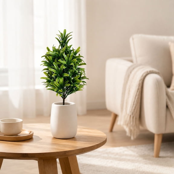 Rwvbm Artificial Evergreen Tree with Ground Stakes, Small Faux Greenery for Outdoor Porch and Patio, Weather Resistant Garden Ornaments, 14.5in