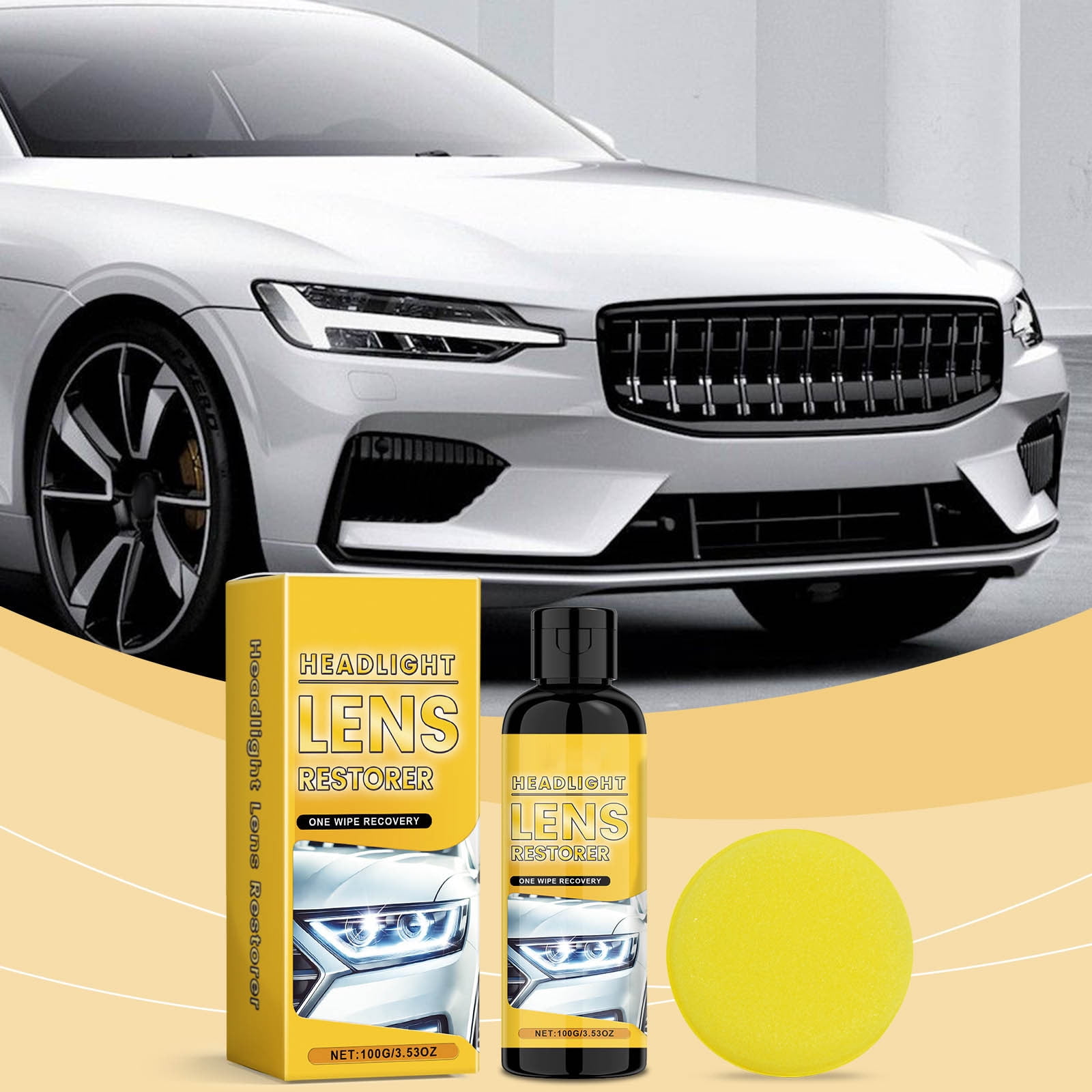 Headlight Repair Fluid,Headlight Yellowing Fixer,Optical Grade Protection Spray,Scratch and Stain Resistance Emulsion,Easy-to-Use Car Headlight Maintenance,Safety,100ml Solution