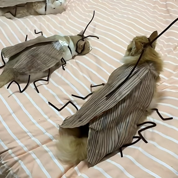 Cats Cockroach Costume DIY Kit - Transform Your Cats into a Hilarious Realistic Cockroach with Body & Antennae Comfortable Wear for Pet for Halloween Parties Social Gatherings
