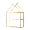 thumbnail image 1 of Rwvbm Iron Small House Shape Wall Shelf with Solid Wood No Drill Required Decorative Storage for Living Room Bedroom 32.5x24.5x8cm Double Layer, 1 of 7