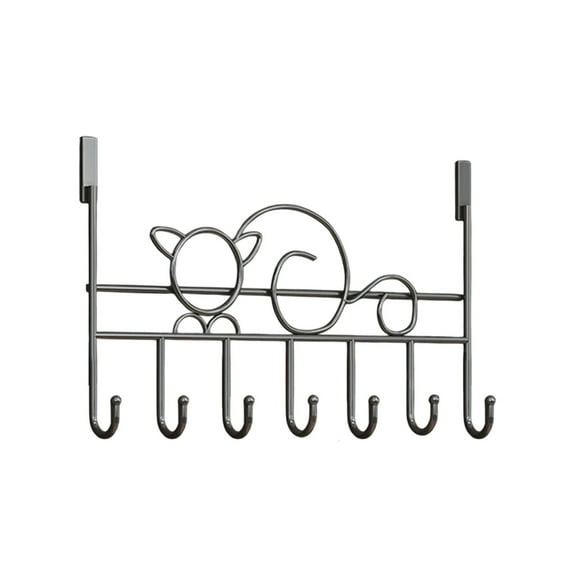 Metal Over Door Hooks 41x22cm Traceless Hanger Shelf Coat Rack Bedroom Kitchen Storage Organizer Steel No Marking Design White Brown Space Saving