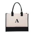 thumbnail image 1 of Personalized Initial Canvas Tote Bag for Women 17" Large Zippered Beach Bag with Strap & Makeup Pouch Gift for Mom,Wife,Sister,Teacher 16-Ounce Polyester, 1 of 1