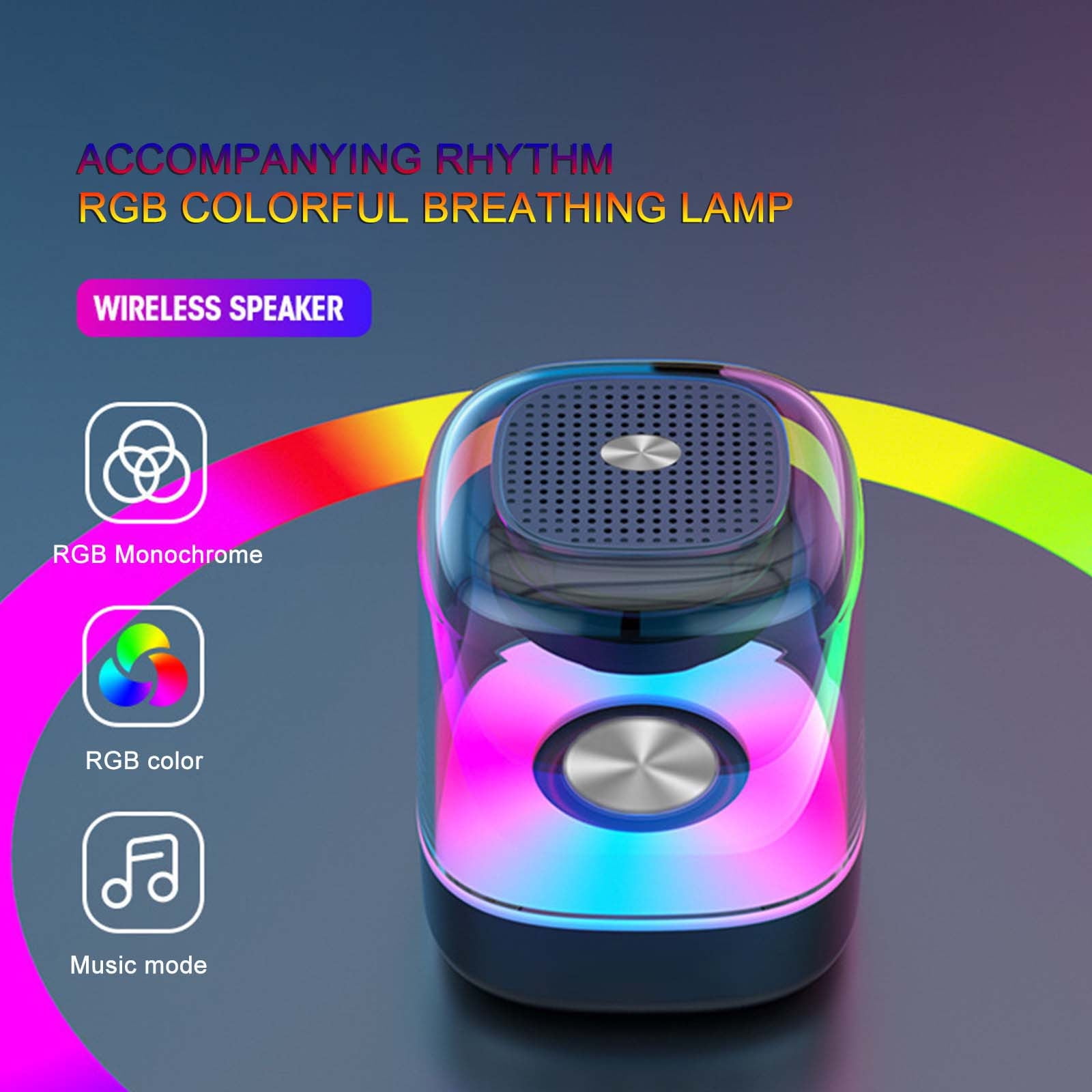 RGB Bluetooth Speaker,Transparent Glass Design,Multi-Function Subwoofer ...