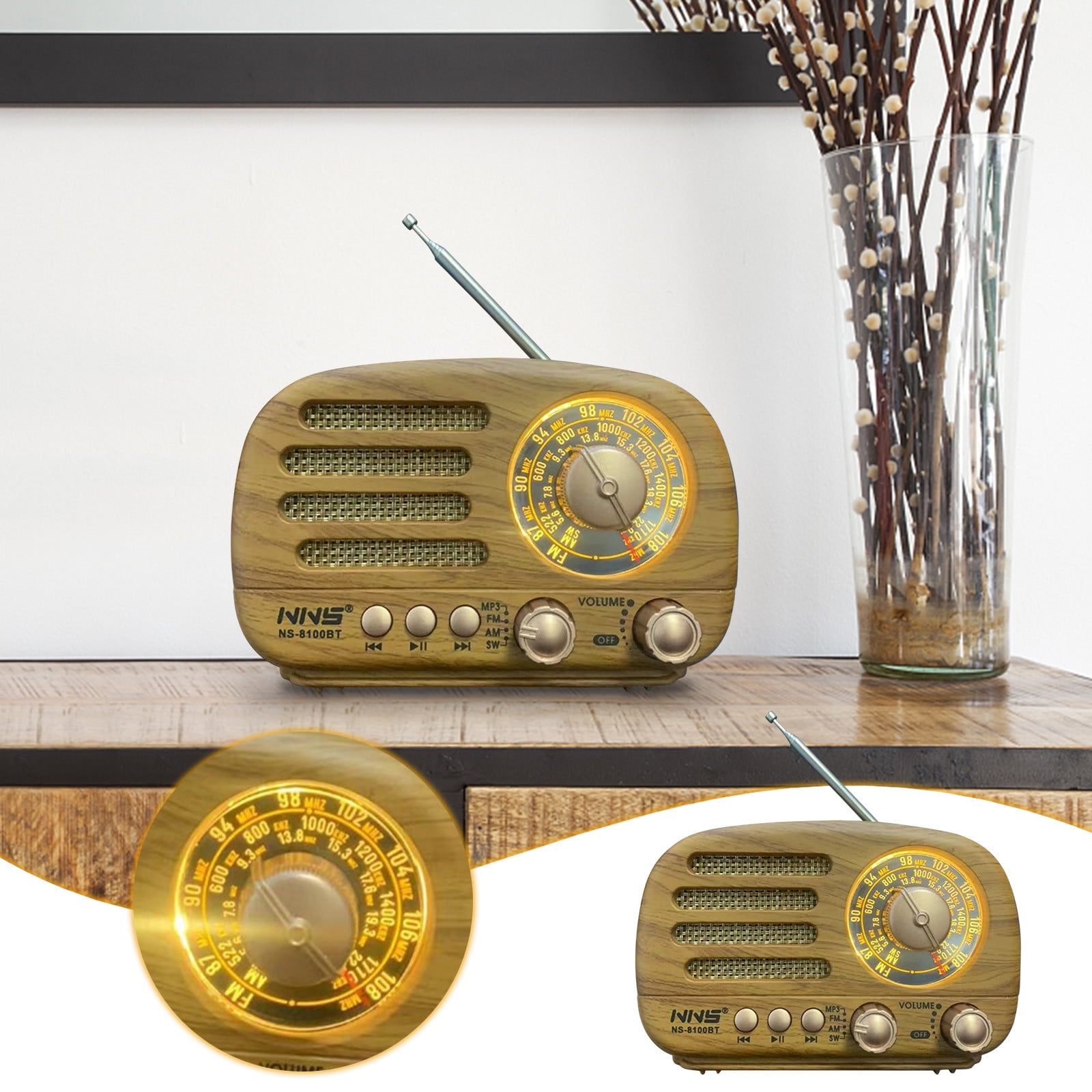 Retro Bluetooth Speaker, 5W Vintage Portable Wireless Bluetooth Speaker With Loud - View #6