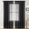 thumbnail image 1 of Sheer Solid Color Curtains-100x250cm Semi-Transparent Polyester Gauze Panels-Black White Gray Navy-Rod Pocket for Living Room,Bedroom, 1 of 6