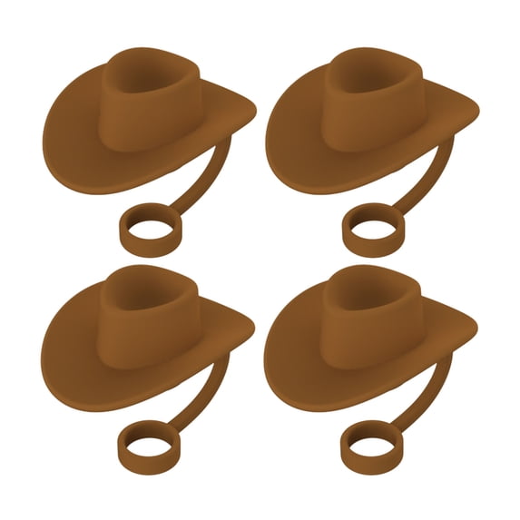 Silicone Straw Toppers,4-Pack Cowboy Hat Cup Accessories for 30|40 Tumblers,Food-Grade Decorative Covers for Parties|Travel (1.77x0.39in)