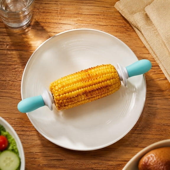 Rwvbm Stainless Steel Corn Holders, 12-Pack Corn on the Cob Skewers with Heat Resistant EVA Handles for BBQ Parties, Camping and Home Cooking