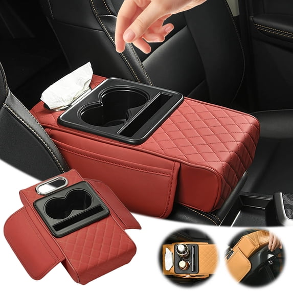 Car Armrest Pad,Multifunctional Tissue Box,Universal Elbow Cushion,Center Console Organizer,Install Design,Material,Car Interior Upgrade