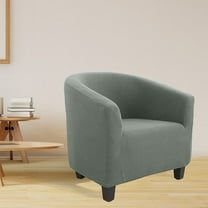 Stretch Barrel Chair Slipcover-Printed Tub Armchair Cover Soft Spex & Polyester Fabric 70x60cm (27.55x23.62in) Removable Washable Furniture Protector GrayLight GreenNavy Options