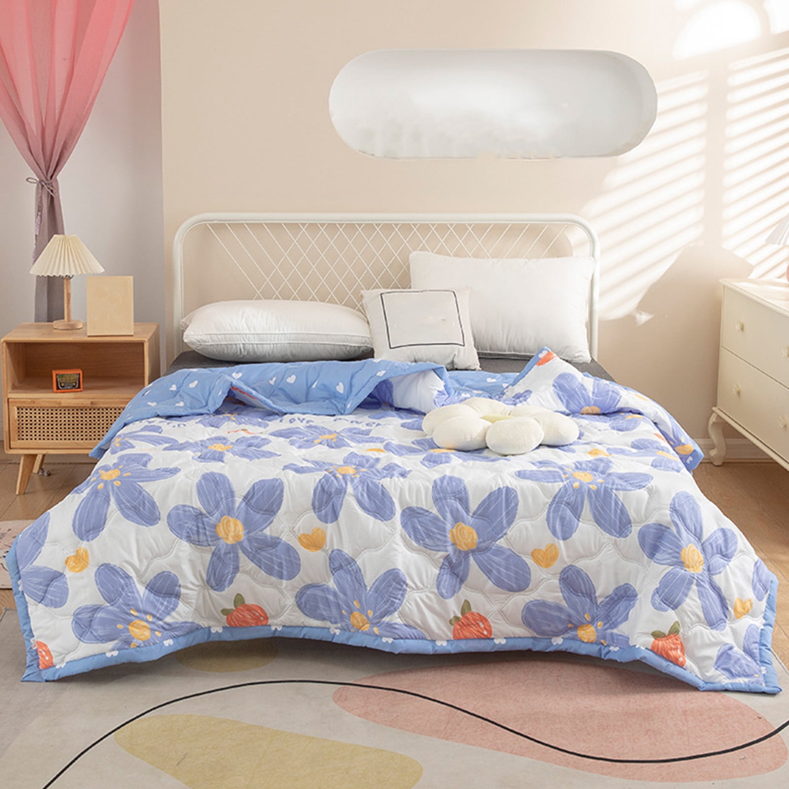 Rwvbm Throw Blanket Summer Cooler Quilt, Cooler Comforter Double Sided