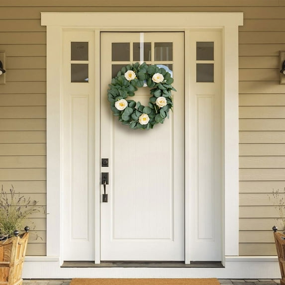 Transparent Wreath Hook for Doors|Strong Adhesive Clear Rosette Hook|No-Tool Installation|Weather-& Reusable|Invisible Decor Hanger (1-Pack)