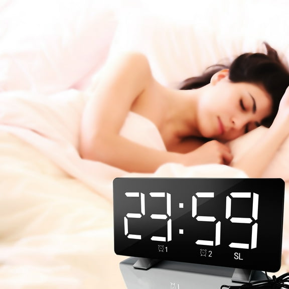 LED Alarm Clock,7 Inch Digital Display Clock,FM Radio with USB Charging Port,Alarm Function with Snooze Mode,Bedroom Office Use,Modern Stylish Design,Power Off