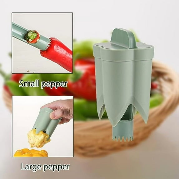 Upgraded 2-in-1 Pepper Corer & Deseeder Effortless Pepper Cutter for Kitchen Prep Removes Stems & Quickly Dishwasher Safe for Stuffed & Fajitas