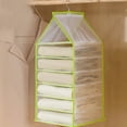 thumbnail image 1 of White & Green PVC Hanging Closet Organizer with 6 Compartments 50x25x22cm Space-Saving Storage Shelves Clothes & Accessory Organizer for Small Closets, 1 of 6