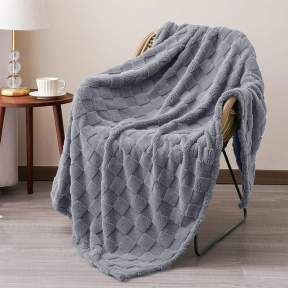 Rwvbm Winter Thermal Throw Blanket 70x100cm Breathable Soft Comfortable for All Season Gray White Purple