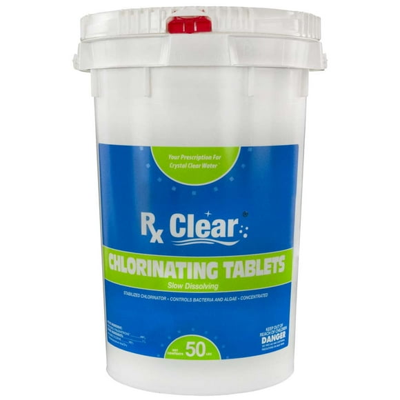 Rx Clear 3" Stabilized Chlorine Tablets for Swimming Pools, 50 lbs