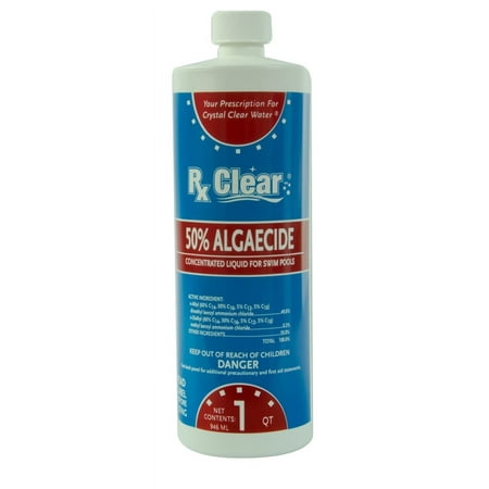Rx Clear Algaecide 50 Plus for Swimming Pools, 1 Qt Bottle