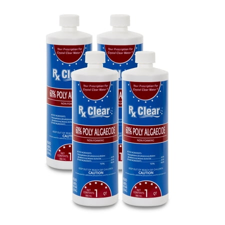 Rx Clear Algaecide 60 Plus Liquid for Swimming Pools, 4 Pack