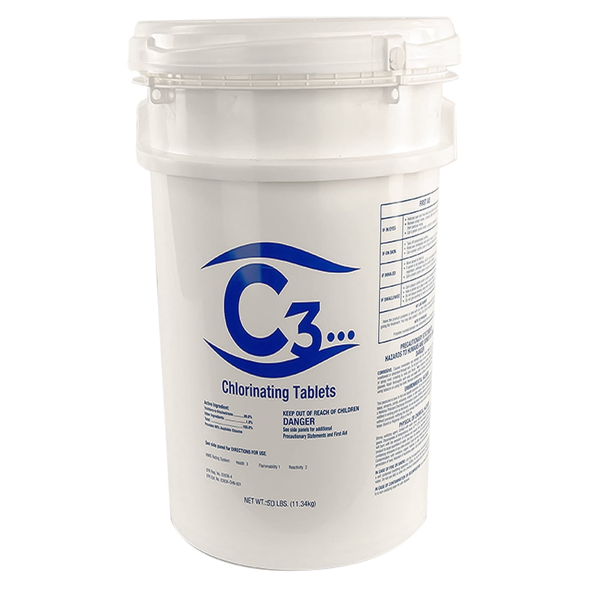 C3 3" Stabilized Chlorinating Tablets for Swimming Pools, 50 lbs