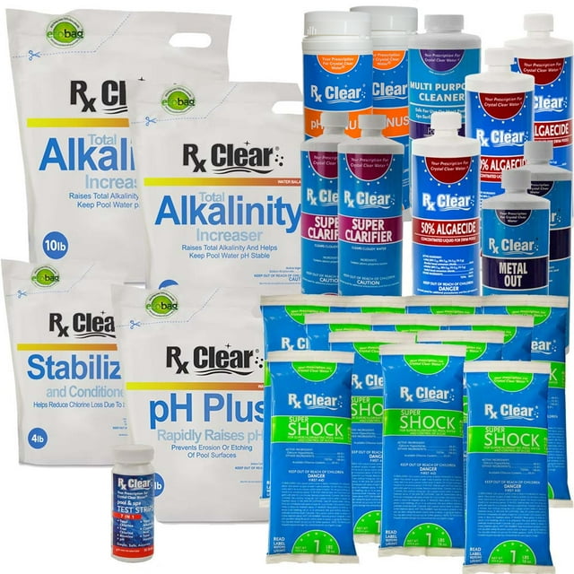Rx Clear Deluxe Spring Pool Chemical Opening Kit, For Use With Pools up ...