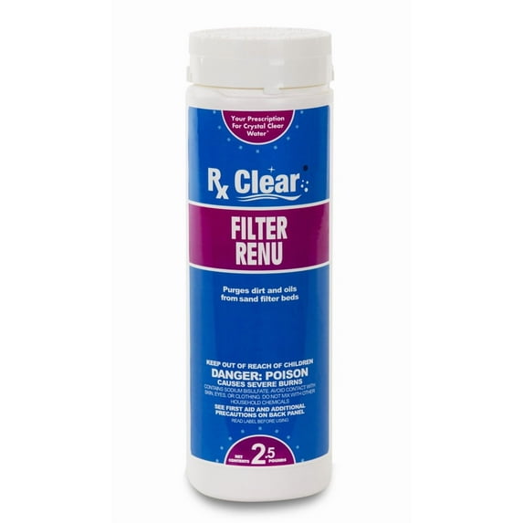 Rx Clear Filter Renu Swimming Pool Filter Granulated Compound Cleaning Agent, 2.5 lbs