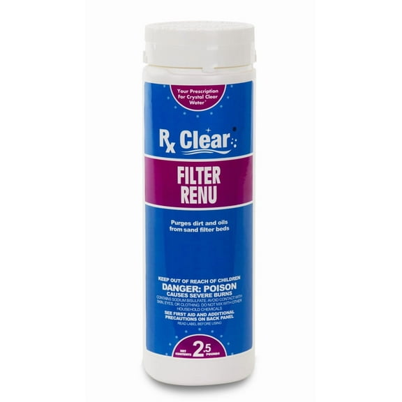 Rx Clear Filter Renu Swimming Pool Filter Granulated Compound Cleaning Agent, 2.5 lbs