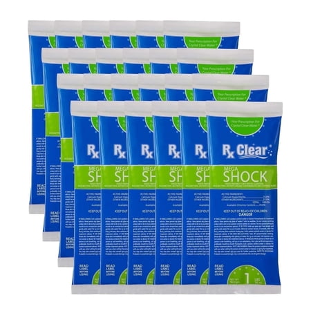 Rx Clear Granular Mega Chlorine Pool Shock 73% Calcium Hypochlorite Powder, 24 lbs