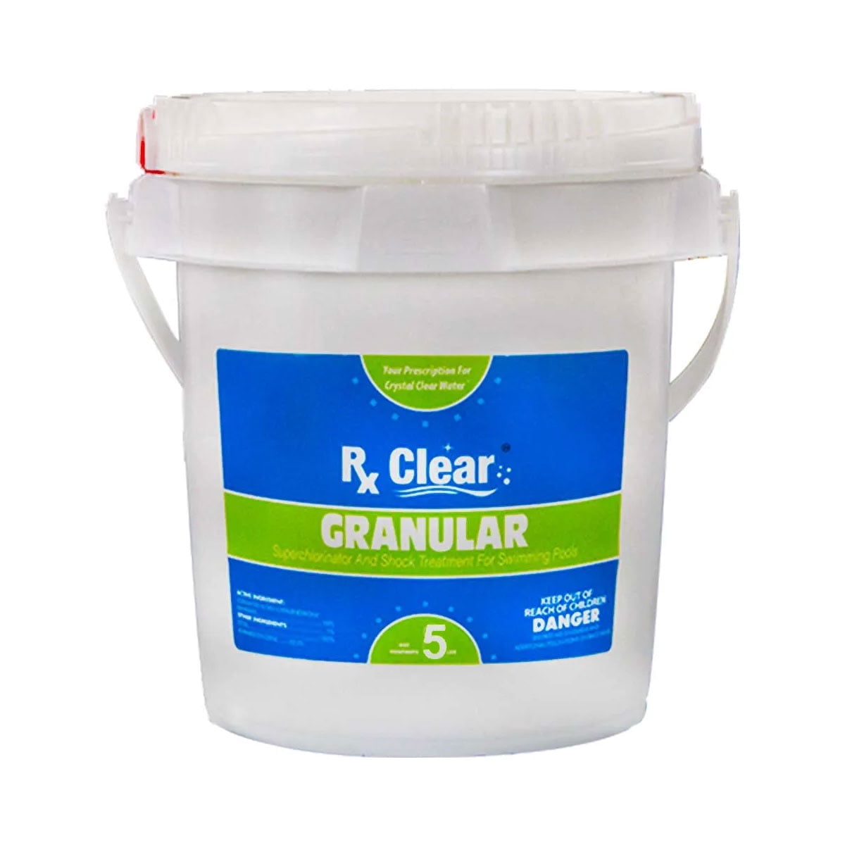 Rx Clear Granular Swimming Pool Chlorine 5 lb Bucket