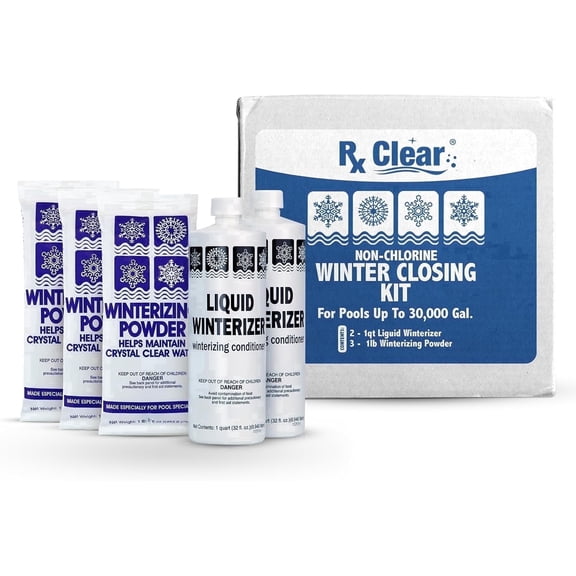 Rx Clear Non-Chlorine Winter Closing Kit, Winterizing Powder and Liquid, up to 30,000 Gallons