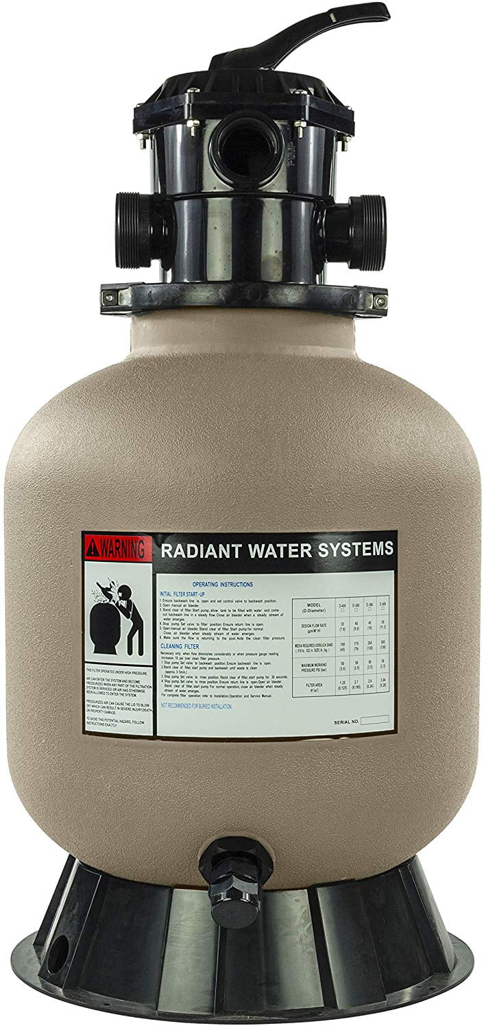 "Rx Clear Radiant 16"" Pool Sand Filter with 6 Position Valve for Above